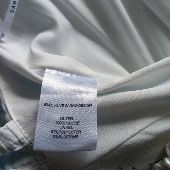 Sabo White Blue Watercolor Print Lace Up Corset Bustier Top Ruched Strap S - Picture 8 of 8